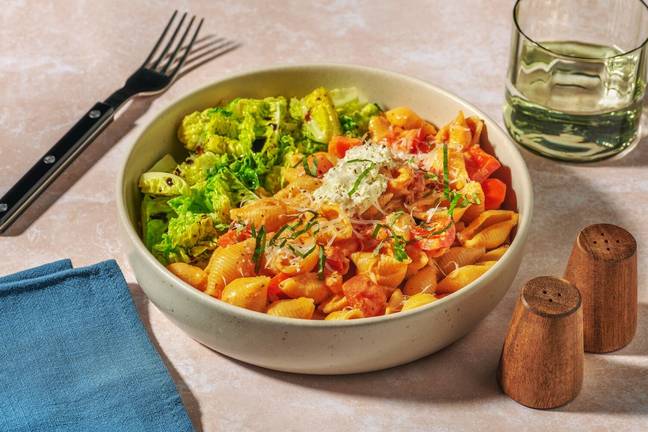 Nos fameuses conchiglie au pesto rosso & tomate