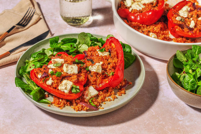 Poivrons farcis au quinoa & chèvre frais