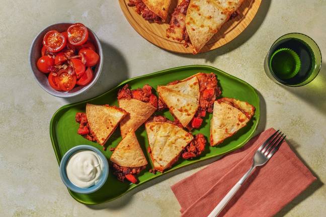Quesadillas au haché végétal & cheddar