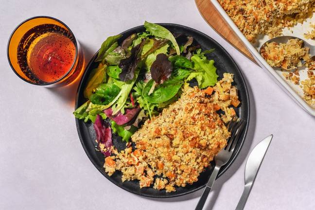 Crumble de poireau, champis & thym