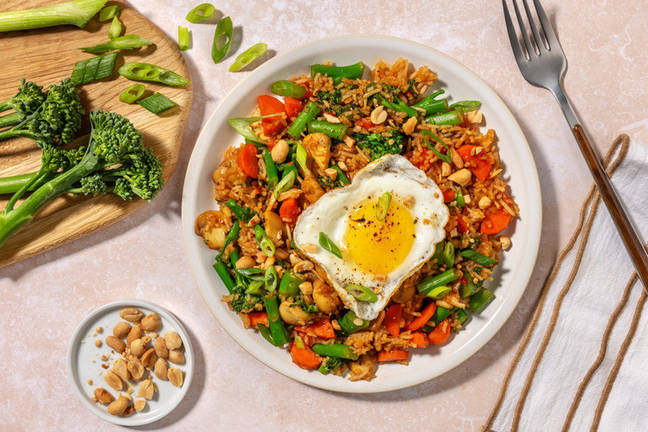 Riz sauté au broccolini, champis & sauce soja