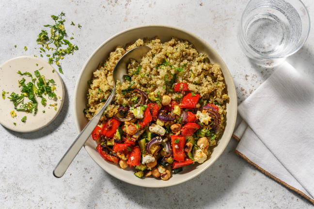 Légumes rôtis, chèvre frais & quinoa