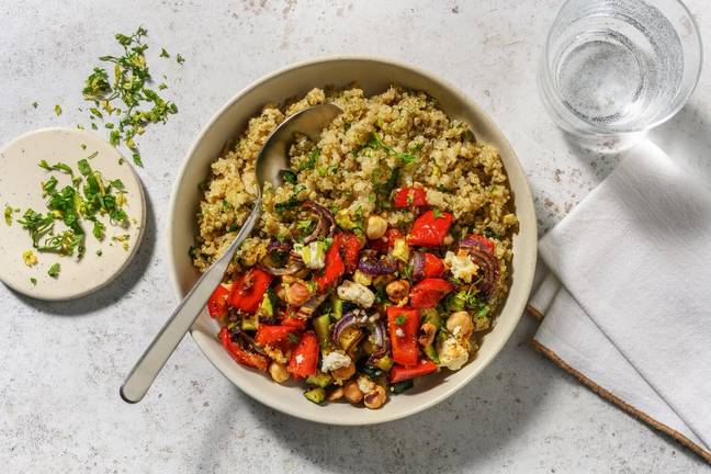 Légumes rôtis, chèvre frais & quinoa