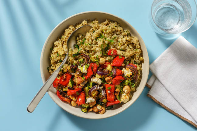 Légumes rôtis, chèvre frais & quinoa