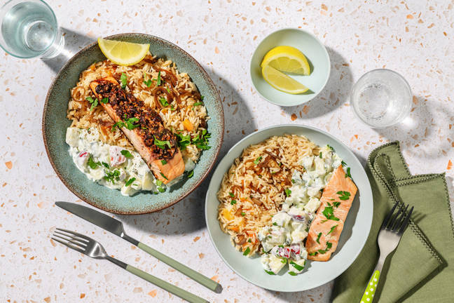 Ovnsbakt laks og eplesalat