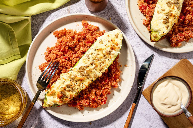 Ricotta- och halloumifylld zucchini