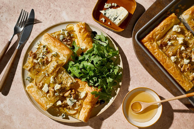 Blue Cheese, Caramelised Pear and Honey Tart