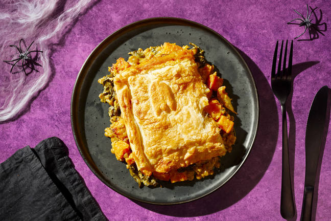 Spooky Curried Sweet Potato and Lentil Pie