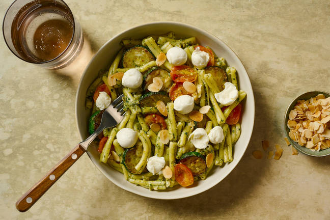 Spicy Caprese Penne Pesto Pasta