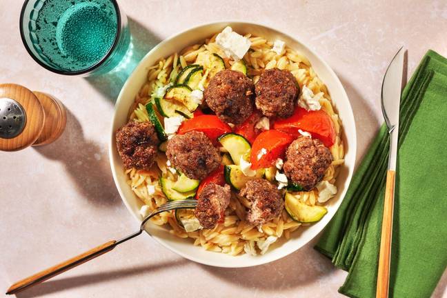 Keftedes de bœuf, orzo & courgette
