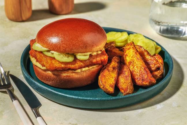 Burger de poisson pané & sauce curry-passion