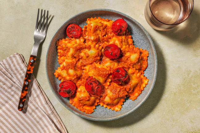Spicy ravioli ‘nduja au pesto rosso maison