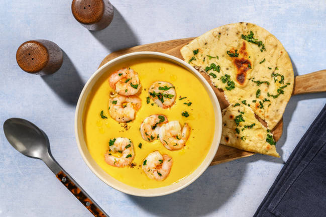 Velouté lentilles-coco & crevettes