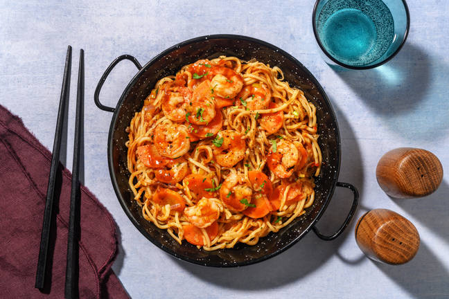 Chow mein : nouilles sautées aux crevettes