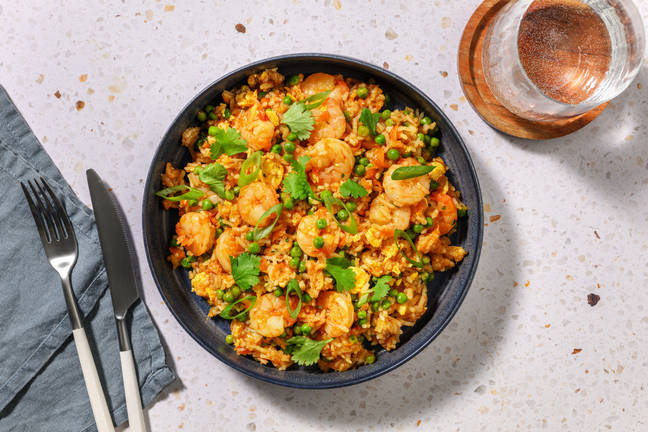 Riz sauté crevettes à la chinoise