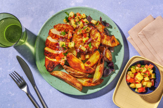Poulet grillé, tomates & salsa d'ananas
