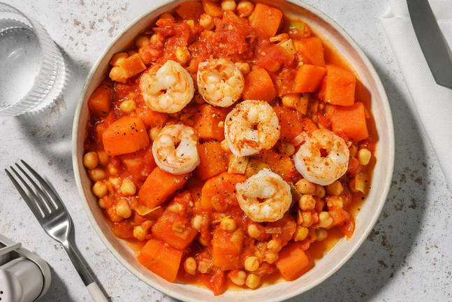 Garnelen Tajine mit Süßkartoffel