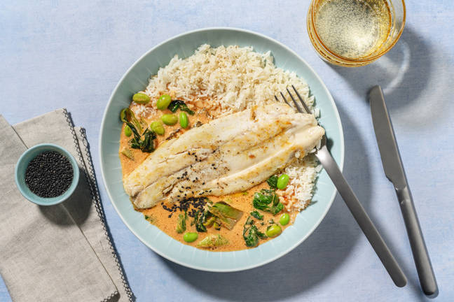 Black Sesame Barramundi in Red Thai Style Sauce