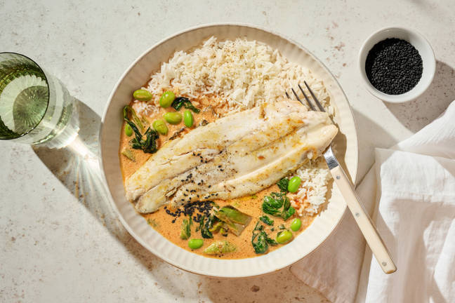 Sesame Barramundi in Red Thai Style Sauce