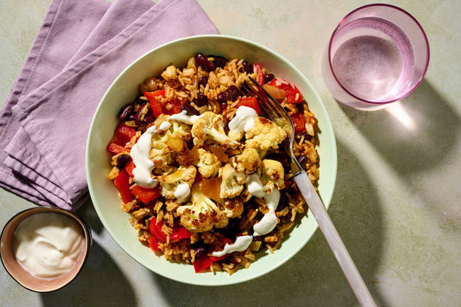 Roast Cauliflower and Loaded Veggie Rice