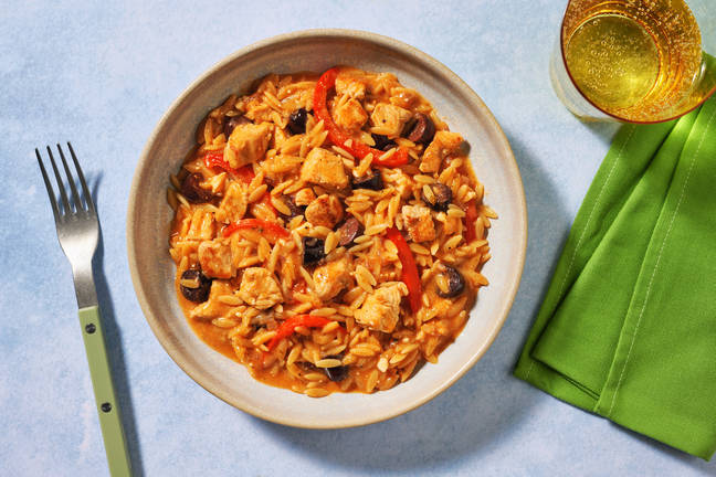 One pot : orzo, poivron & dinde à la grecque