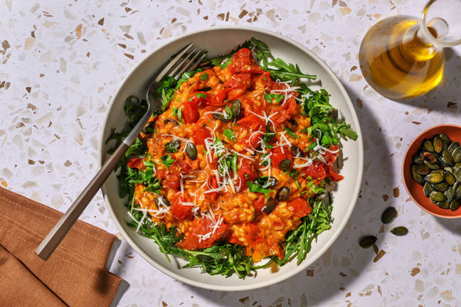 Risotto duo de tomates, coco & pecorino