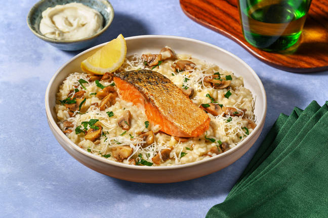 Saumon snacké, persil & risotto gourmand