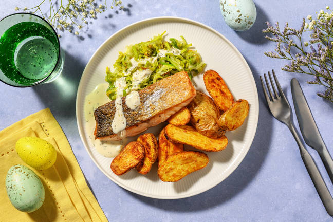 Saumon snacké & sauce crème parfumée à l'aneth