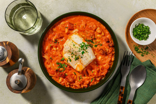 Lieu & mijoté de haricots blancs au chorizo