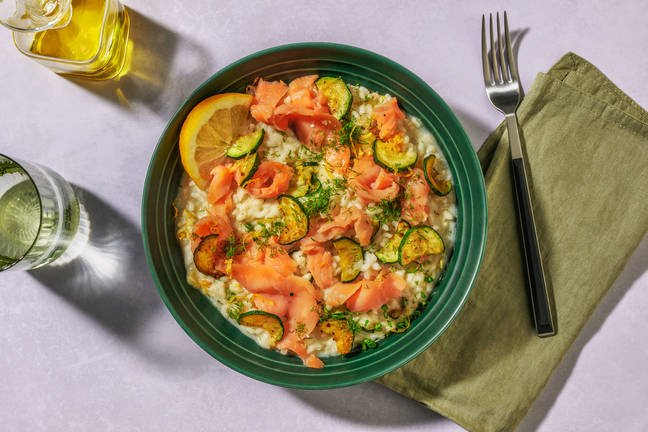 Risotto au saumon fumé & courgette