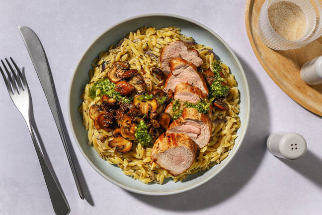 Filet mignon de porc & pistou d’ail des ours