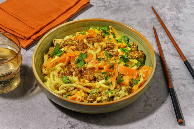 Curry Udon : bœuf haché & lait de coco