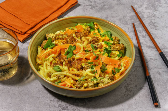 Curry Udon au bœuf haché & coco