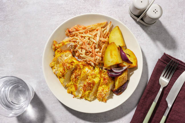 Cheese Crusted Curry Spiced Chicken