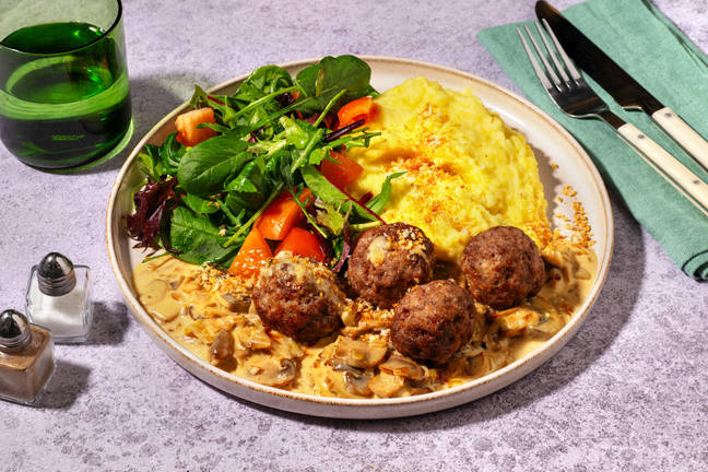 Beef & Pork Meatballs in Mushroom Sauce