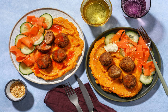 Dragekjøttboller og søtpotetmos