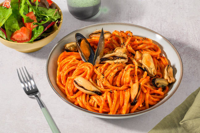 Mussel and Veggie 'Nduja Linguine