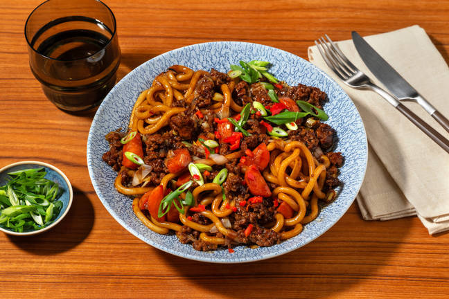 Stir-fried Leek and Beef Udon