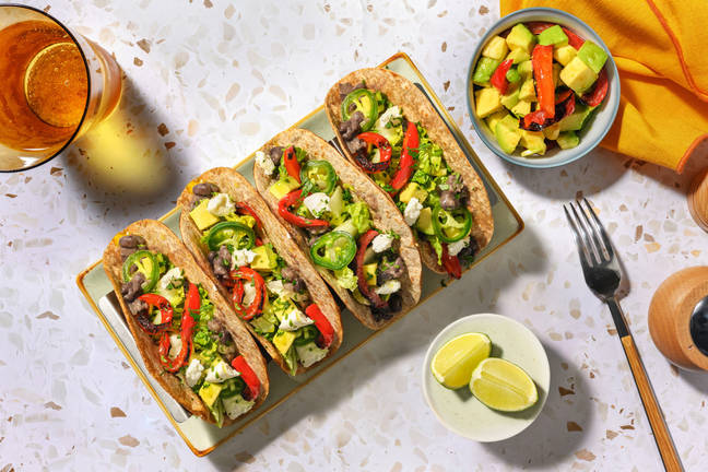 Tacos with Goat's Cheese, Avocado & Black Beans