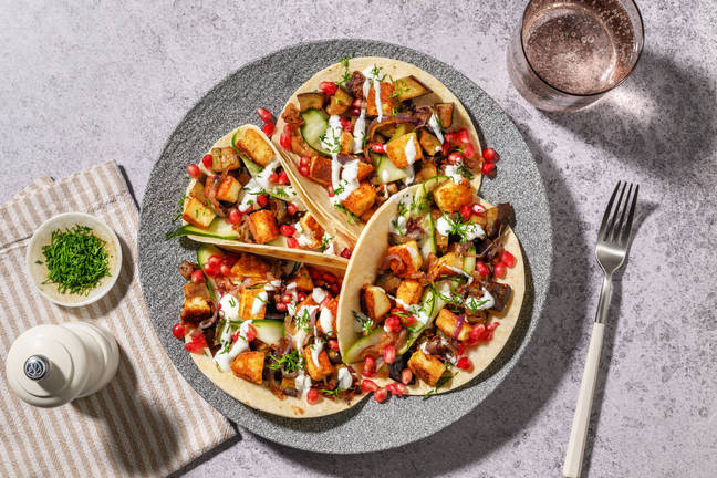 Wraps au fromage à griller, grenade et aubergine 