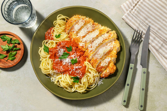 Poulet façon parmigiana & spaghetti