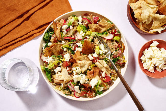 La quasi Fattoush : quinoa & tomates côtelées