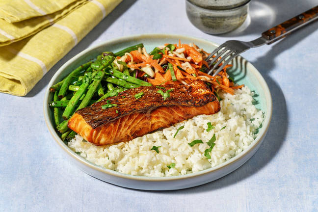 Ketjap Manis Glazed Salmon and Garlic Rice