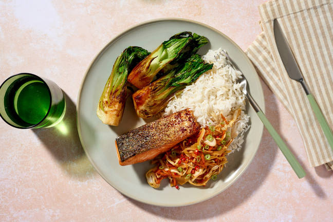 Ketjap Manis Glazed Salmon and Garlic Rice