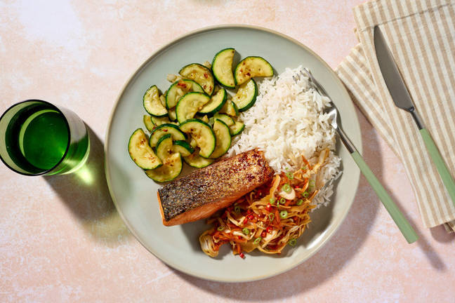 Ketjap Manis Glazed Salmon and Garlic Rice