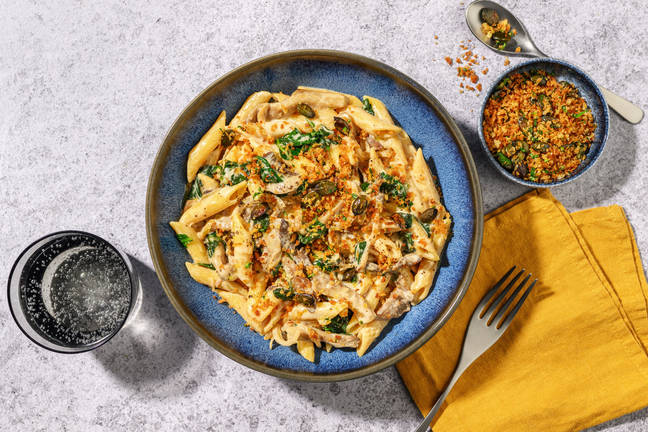 Krämig miso- och ostronskivlingpenne