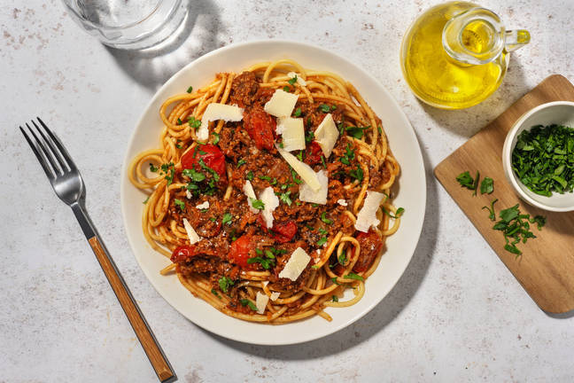 Spaghetti bolognaise végé & Grana Padano