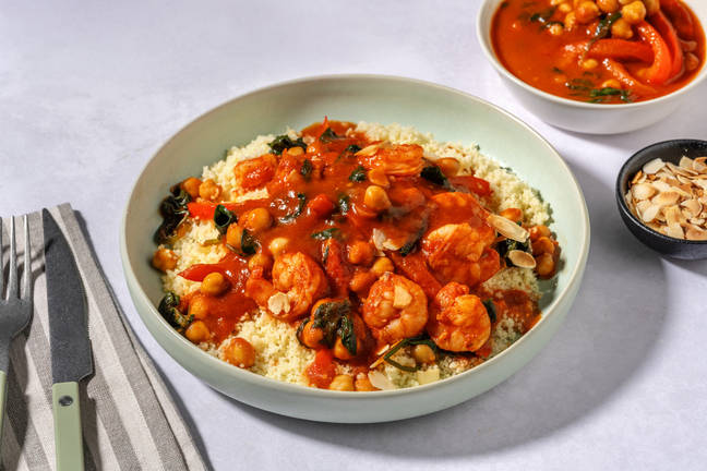 Super Quick Harissa Prawn and Chickpea Tagine