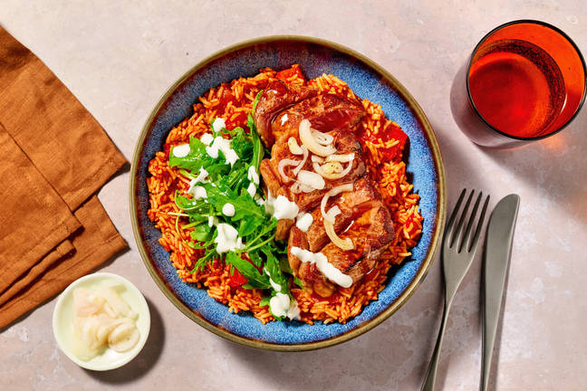Seared Lamb Steak on West African Style Spiced Rice