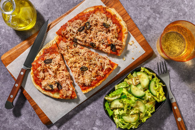 Pizza naan Océane : thon & olives Kalamata